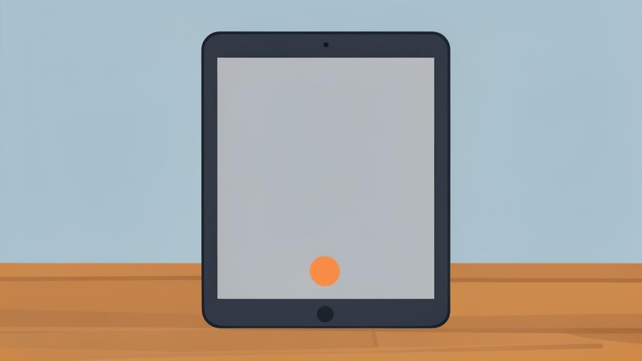 Tablet mit geöffneter Videoanruf-Oberfläche auf einem Tisch in einer leeren Wohnung